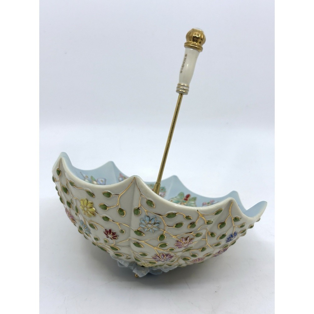 Lenox‎ Porcelain 24kg Trim Umbrella April Showers Butterflies Flowers Parvaneh - Picture 5 of 11